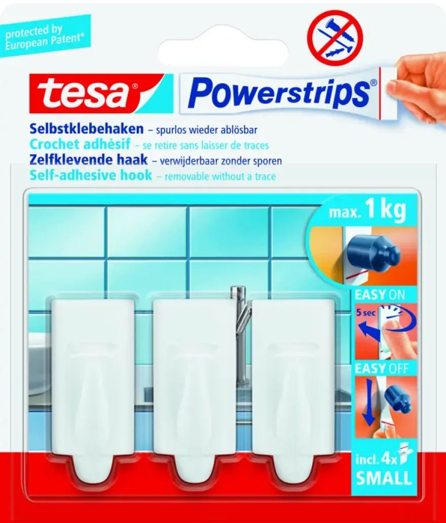 Tesa powerstrip haak trend wit 3 stuks