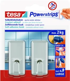 Tesa Powerstrips haak groot chroom 2 stuks