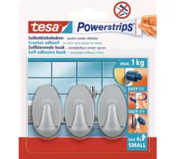 Tesa Powerstrips haak ovaal mat chroom 3 stuks