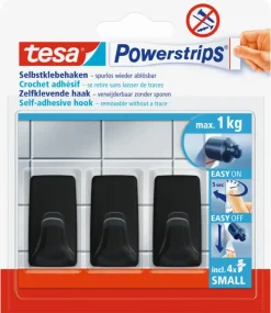 Tesa Powerstrips haken Small rechthoekig - draagkracht tot 1 kg - 3 stuks