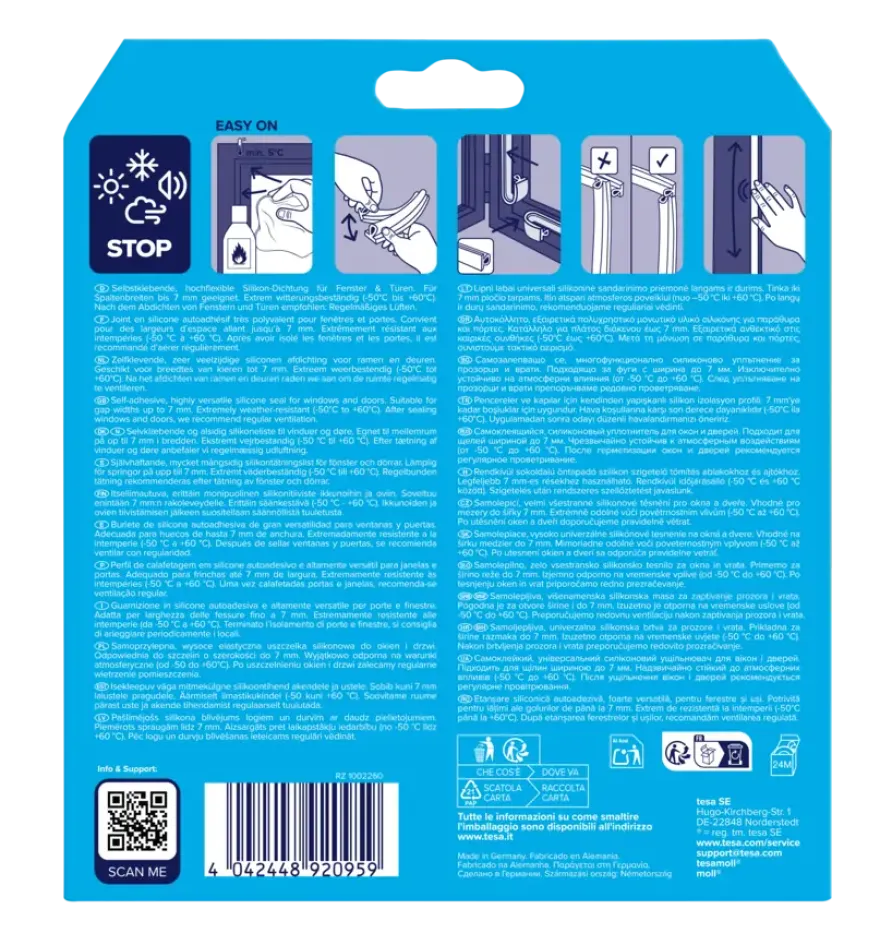 Tesa Premium Tochtband O-profiel zelfklevend transparant 6m