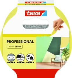 Tesa Professional Indoor afplakband geel 25 m x 38 mm