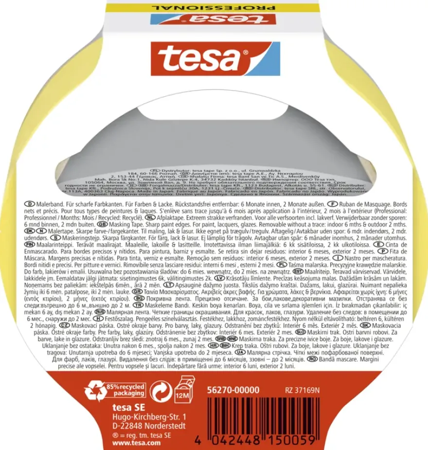 Tesa Professional Indoor schilderstape geel 25 mm x 25 m