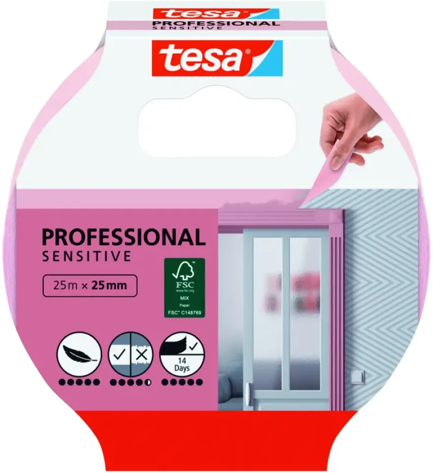 Tesa Professional Sensitive schilderstape roze 25 mm x 25 m