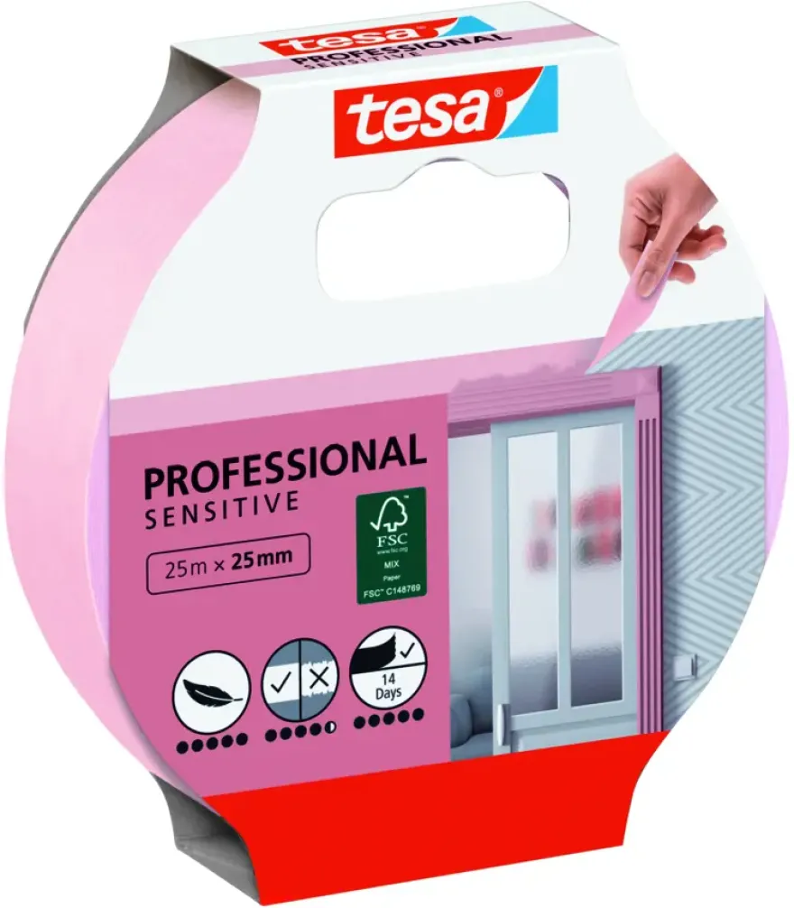 Tesa Professional Sensitive schilderstape roze 25 mm x 25 m