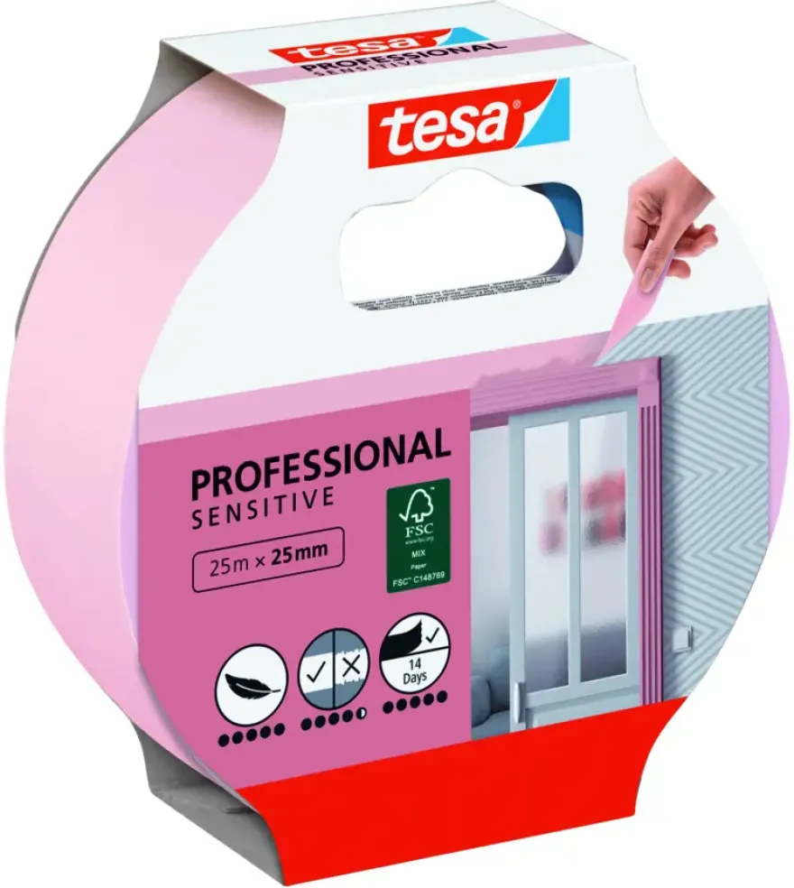 Tesa Professional Sensitive schilderstape roze 38 mm x 25 m