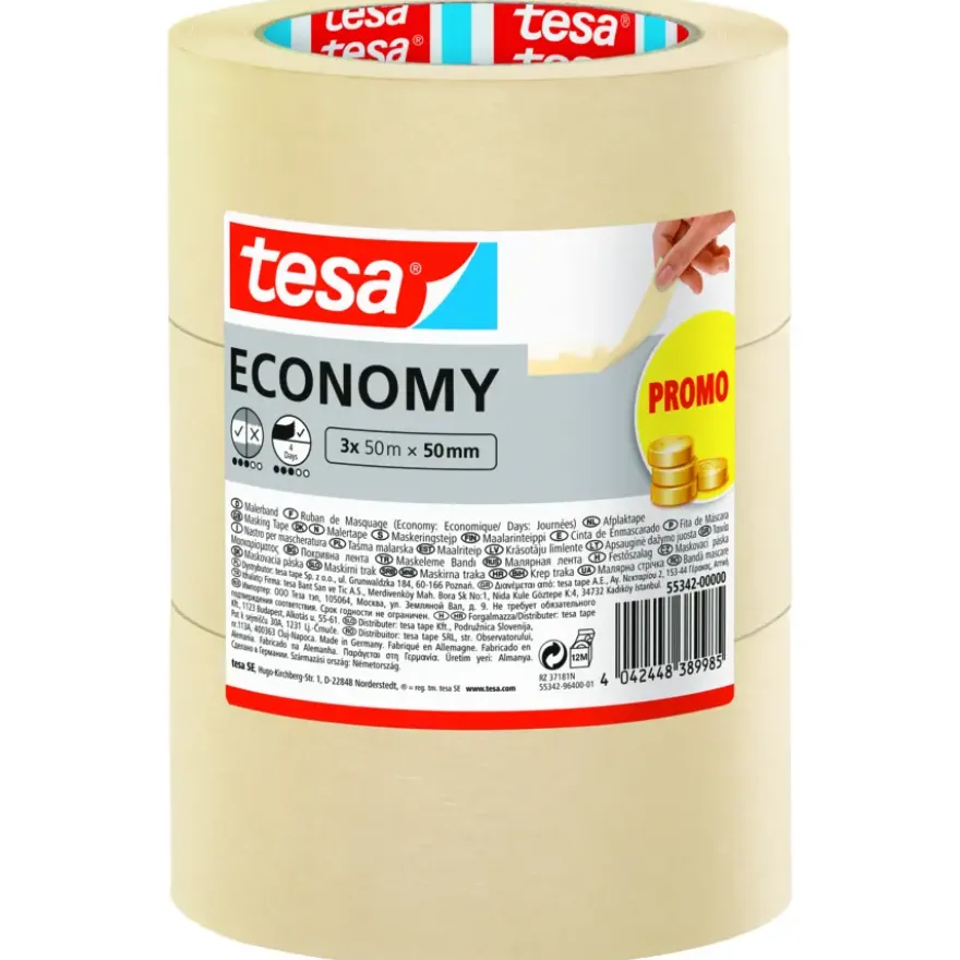 Tesa schilderstape universeel beige 50 mm x 50 m (3 stuks)