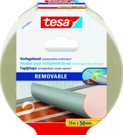 Tesa tapijttape verwijderbaar wit 25 m x 50 mm