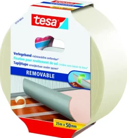 Tesa tapijttape verwijderbaar wit 25 m x 50 mm