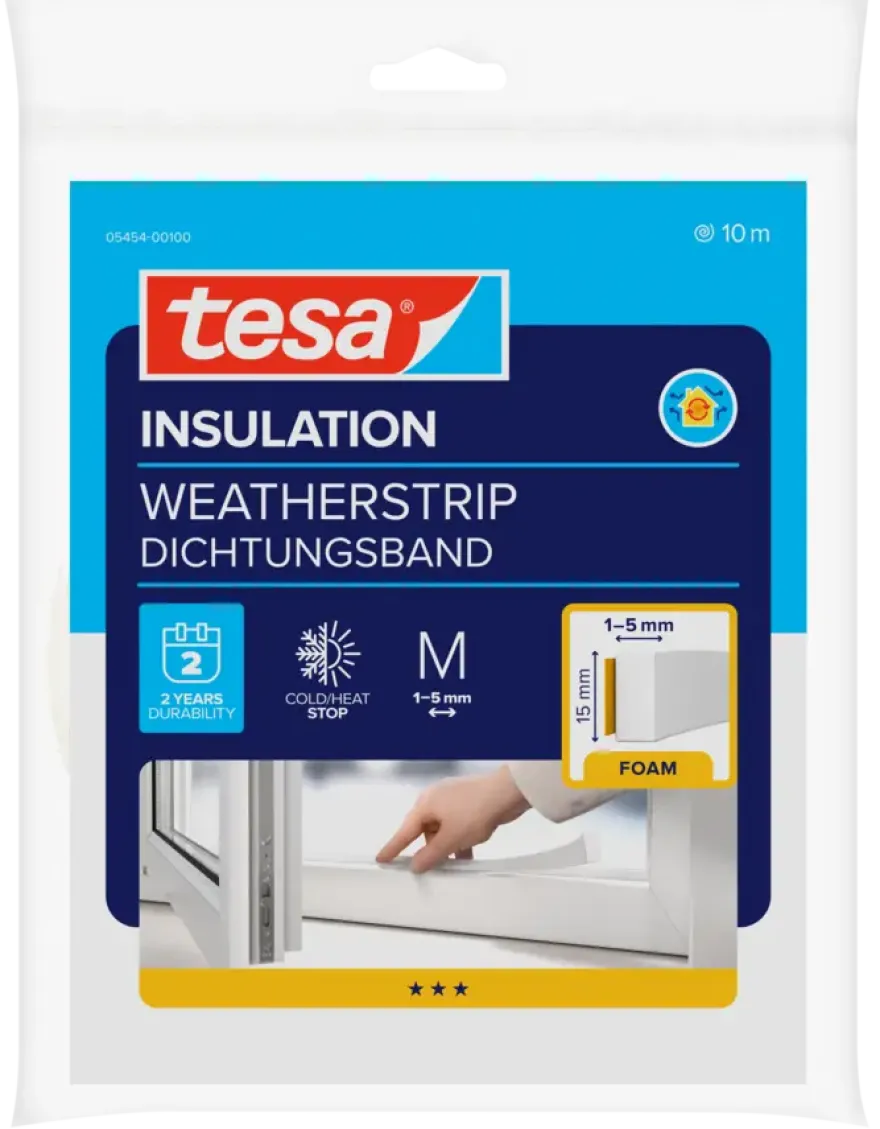 Tesa Tochtband I-profiel zelfklevend wit 15mm x 10m