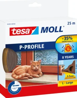 Tesa Tochtband P-profiel zelfklevend bruin 25m