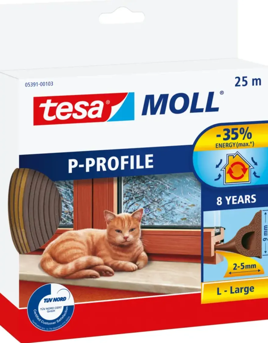 Tesa Tochtband P-profiel zelfklevend bruin 25m