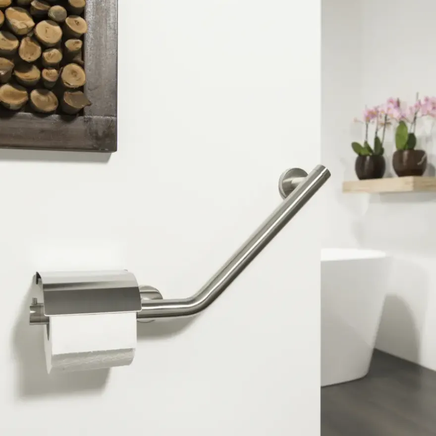 Tiger Boston Comfort en Safety toiletrolhouder met steun rechts rvs