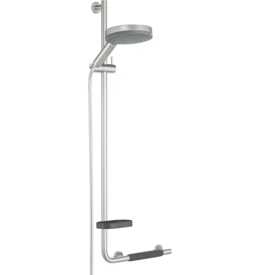 Tiger Boston comfort & safety doucheglijstang met greep links geborsteld RVS