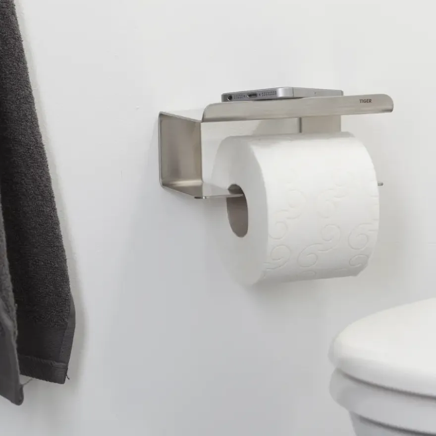 Tiger Colar toiletrolhouder met plateau RVS