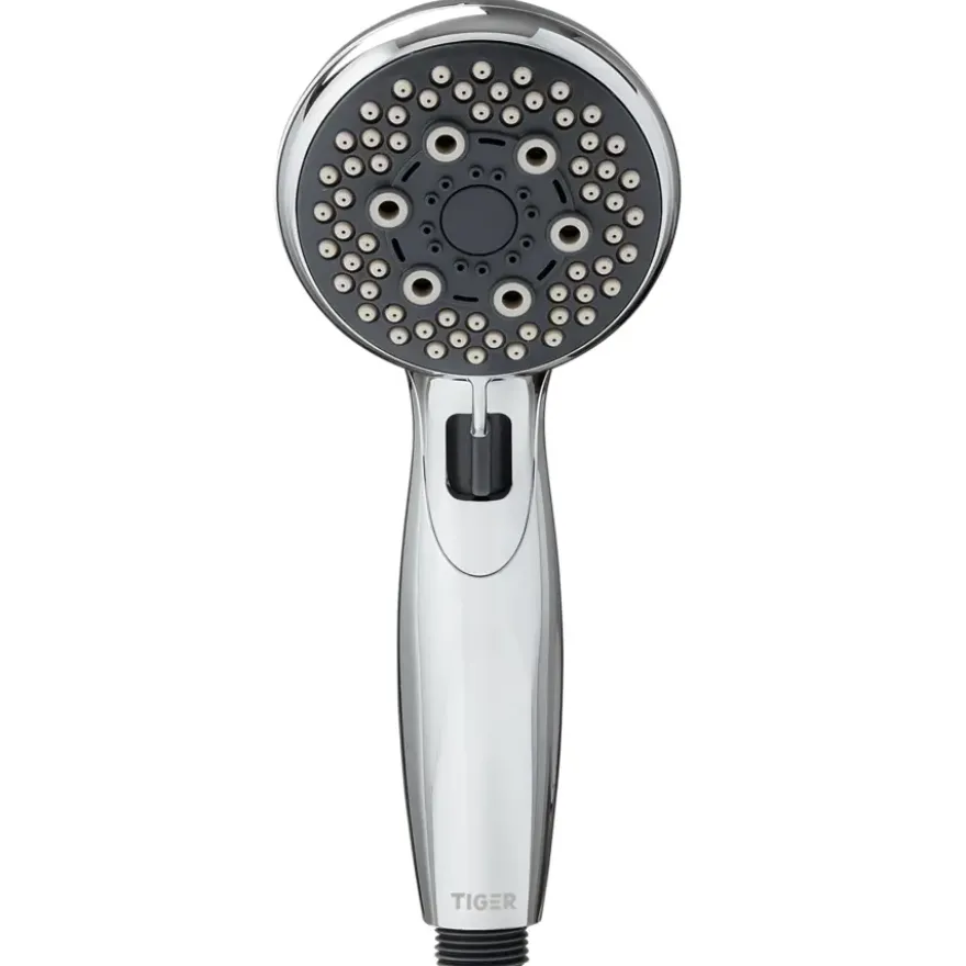Tiger douchekop Splash Eco Malaga handdouche waterbesparend 5 standen ø 8 cm chroom