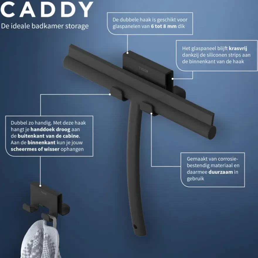 Tiger Handdoekhaak Caddy Dubbel Zwart