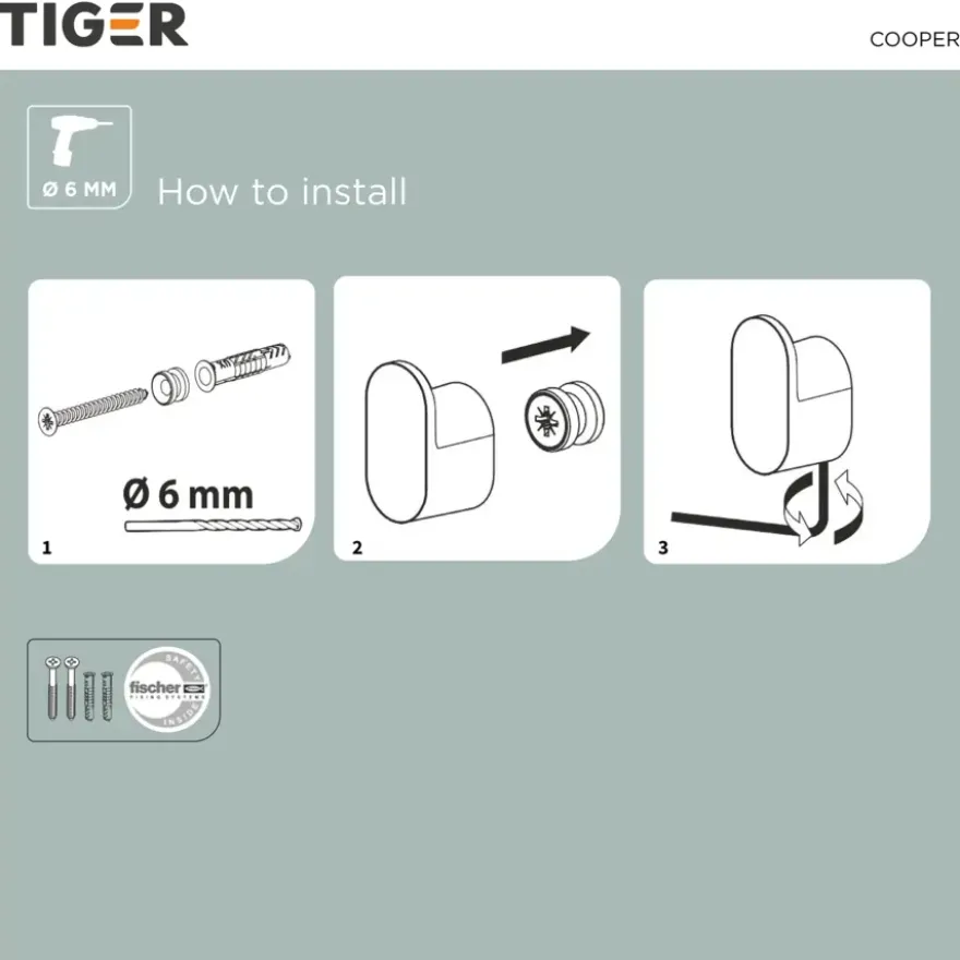 Tiger handdoekhaak Carv klein (2 stuks) Zwart