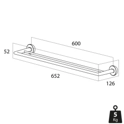 Tiger handdoekrek Cooper dubbel 65,2 cm RVS geborsteld / Zwart