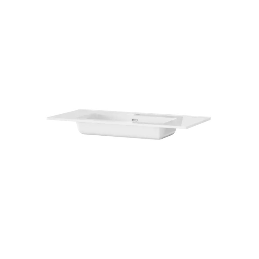 Tiger inbouw wastafel T-line Quadro glanzend wit keramiek 101 cm