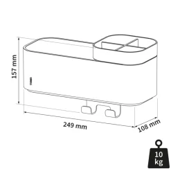 Tiger Opbergbakje 2-store met handdoekhaak en tandenborstelhouder 25 cm wit