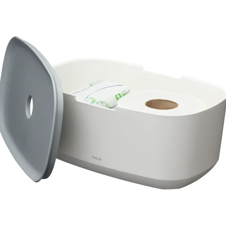 Tiger Opbergbox TESS met deksel wit/lichtgrijs