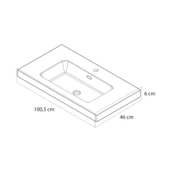 Tiger opbouw wastafel T-line Quadro mat zwart polybeton 100 cm