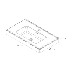 Tiger T-Line Oval inbouwwastafel 61 cm meubel wit