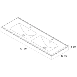 Tiger T-Line Quadro inbouwwastafel 121 cm mat zwart