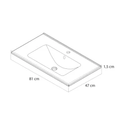Tiger T-Line Quadro inbouwwastafel 81 cm mat zwart