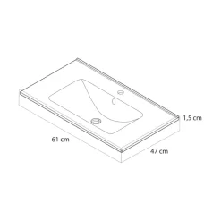 Tiger T-Line Quadro inbouwwastafel 61 cm mat zwart