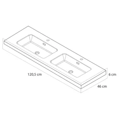 Tiger T-Line Quadro opbouwwastafel 120 cm mat zwart