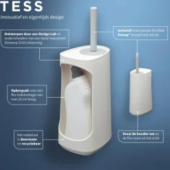 Tiger Toiletborstelhouder TESS met opbergfunctie vrijstaand en Swoop borstel flexibel wit/lichtgrijs