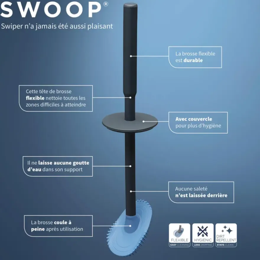 Tiger Toiletborstelhouder TESS met Swoop borstel flexibel zwart/antraciet