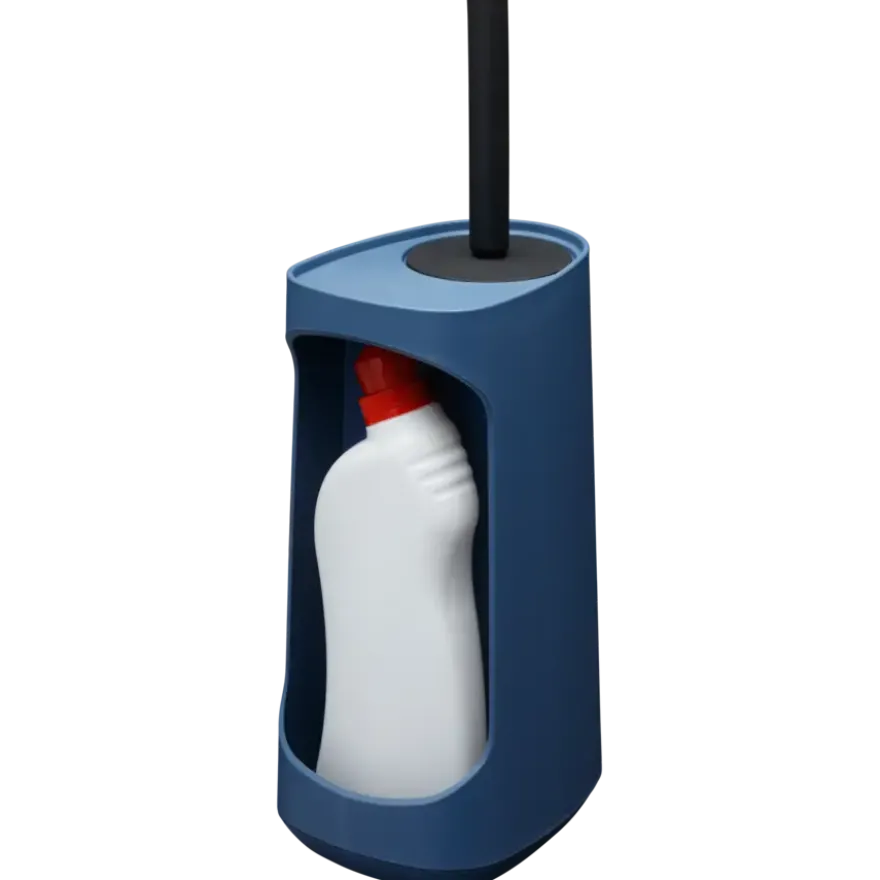 Tiger Toiletborstelhouder TESS met opbergfunctie vrijstaand en Swoop borstel flexibel blauw/zwart