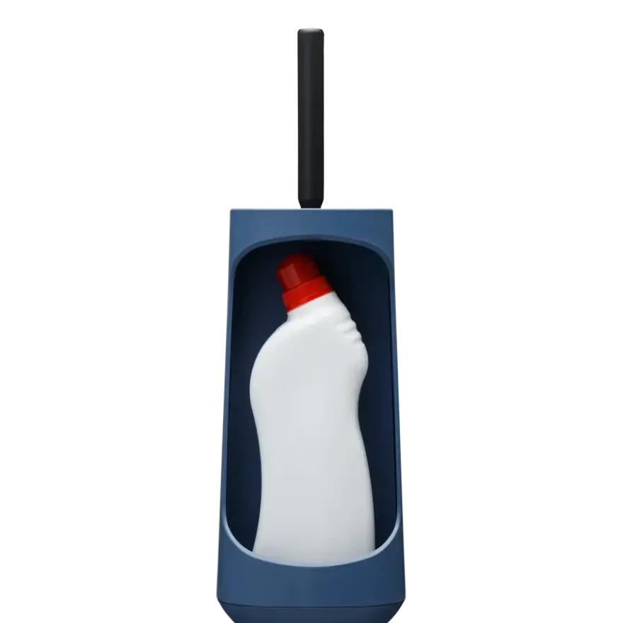 Tiger Toiletborstelhouder TESS met opbergfunctie vrijstaand en Swoop borstel flexibel blauw/zwart