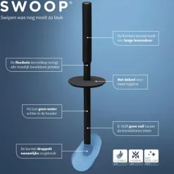 Tiger Toiletborstelhouder TESS met opbergfunctie vrijstaand en Swoop borstel flexibel blauw/zwart