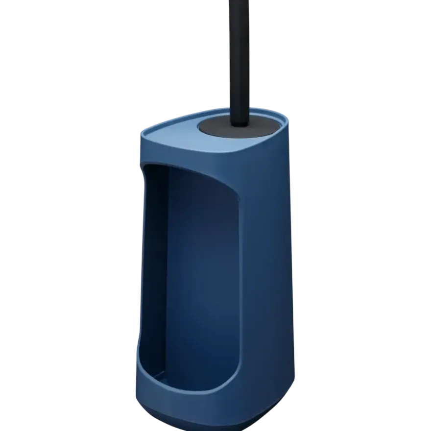 Tiger Toiletborstelhouder TESS met opbergfunctie vrijstaand en Swoop borstel flexibel blauw/zwart