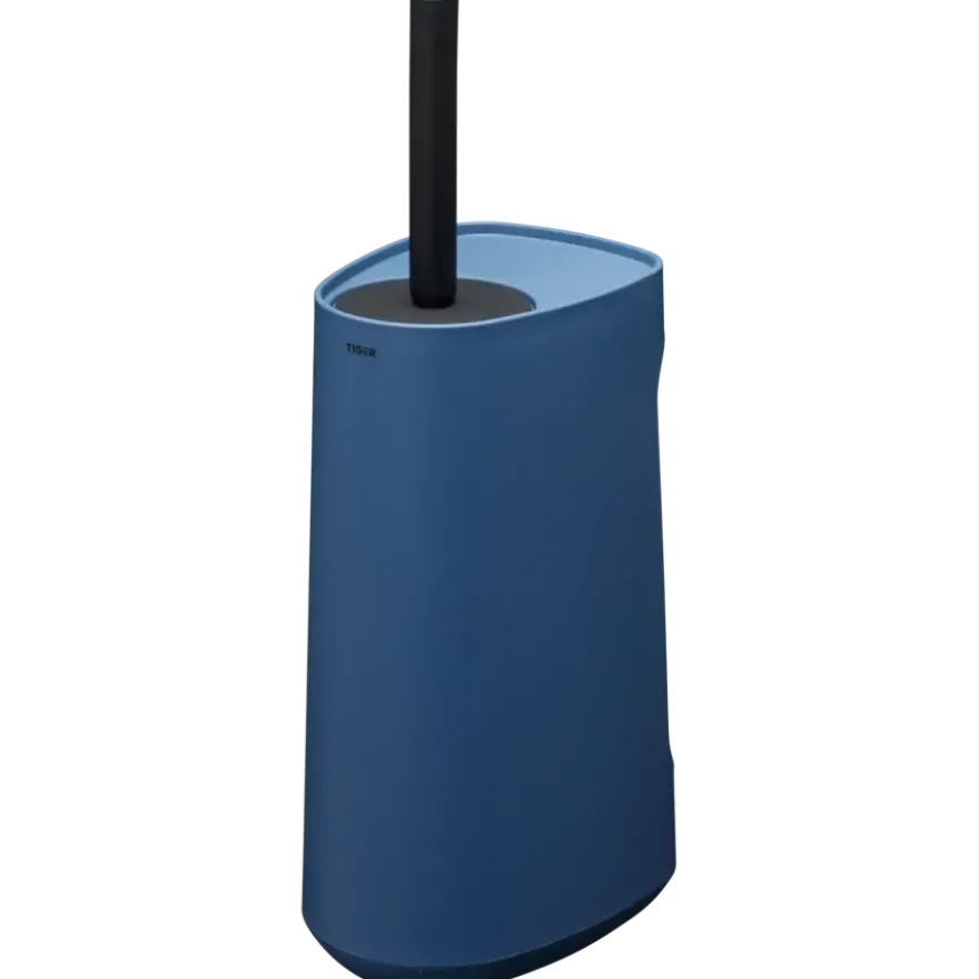 Tiger Toiletborstelhouder TESS met opbergfunctie vrijstaand en Swoop borstel flexibel blauw/zwart