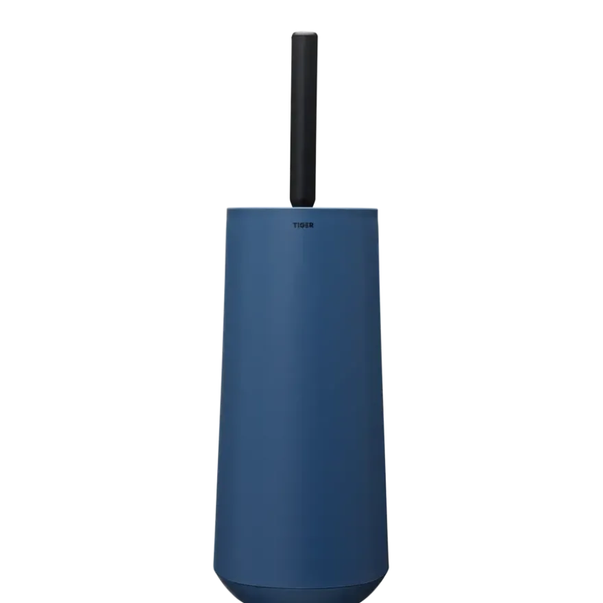 Tiger Toiletborstelhouder TESS met opbergfunctie vrijstaand en Swoop borstel flexibel blauw/zwart