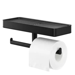 Tiger toiletrolhouder Carv met planchet Zwart