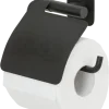 Tiger toiletrolhouder Colar met klep Zwart