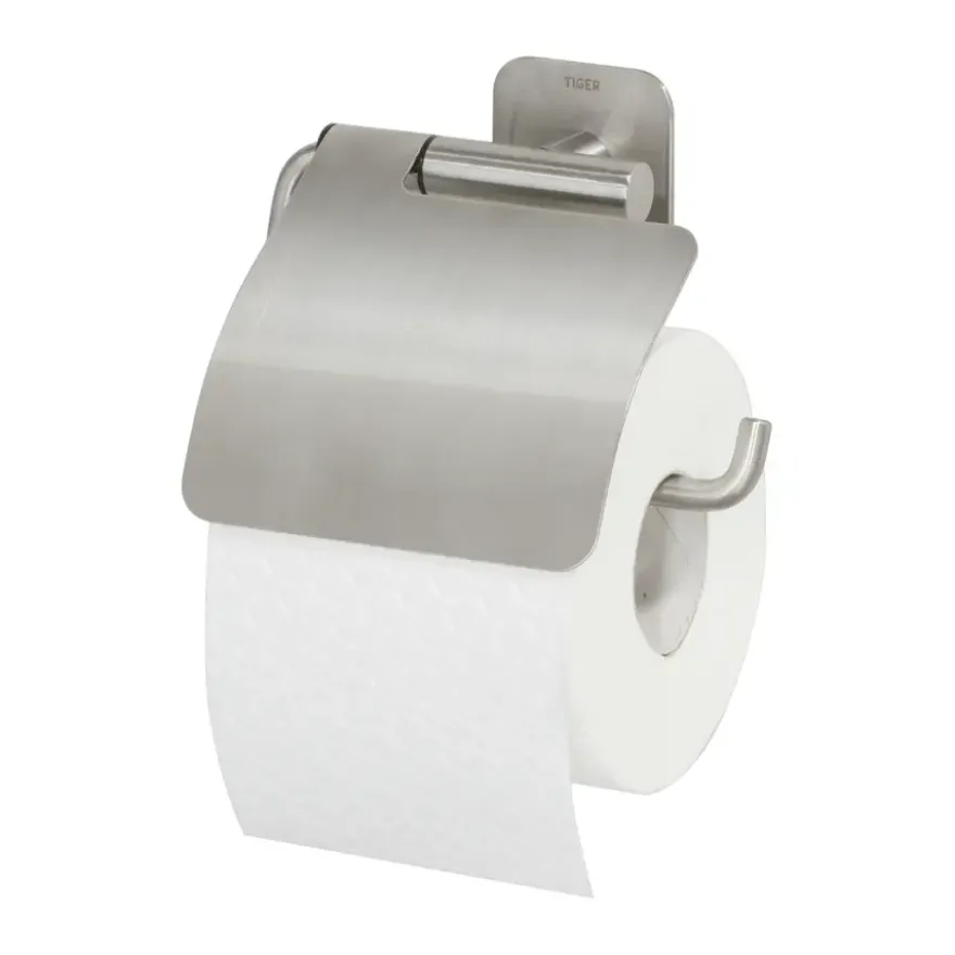 Tiger Toiletrolhouder Colar RVS met Klep