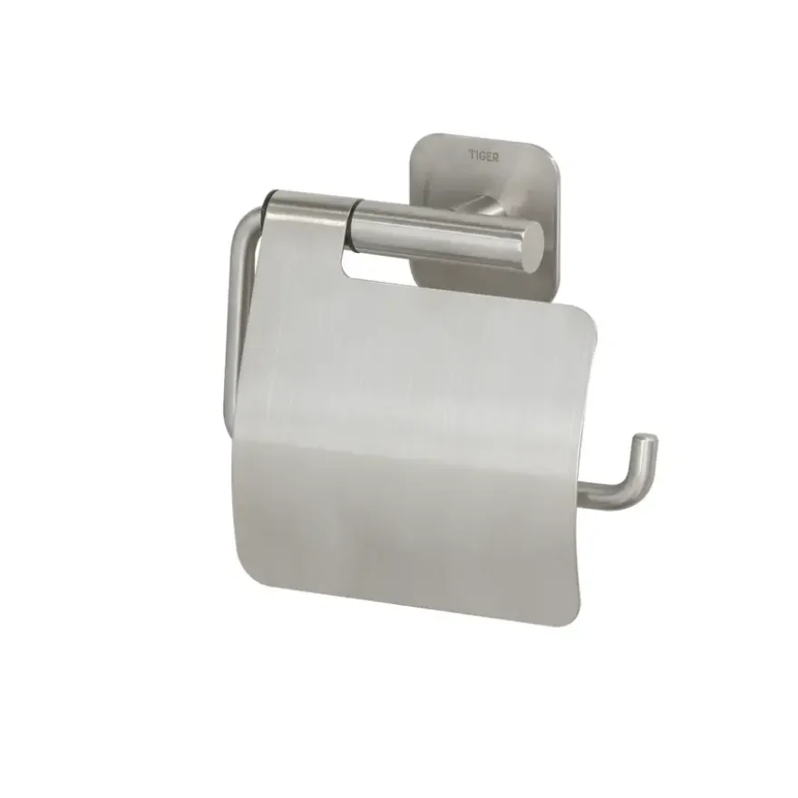 Tiger Toiletrolhouder Colar RVS met Klep
