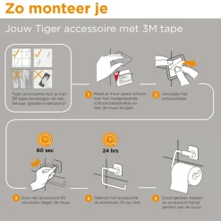Tiger Toiletrolhouder Colar RVS met Klep