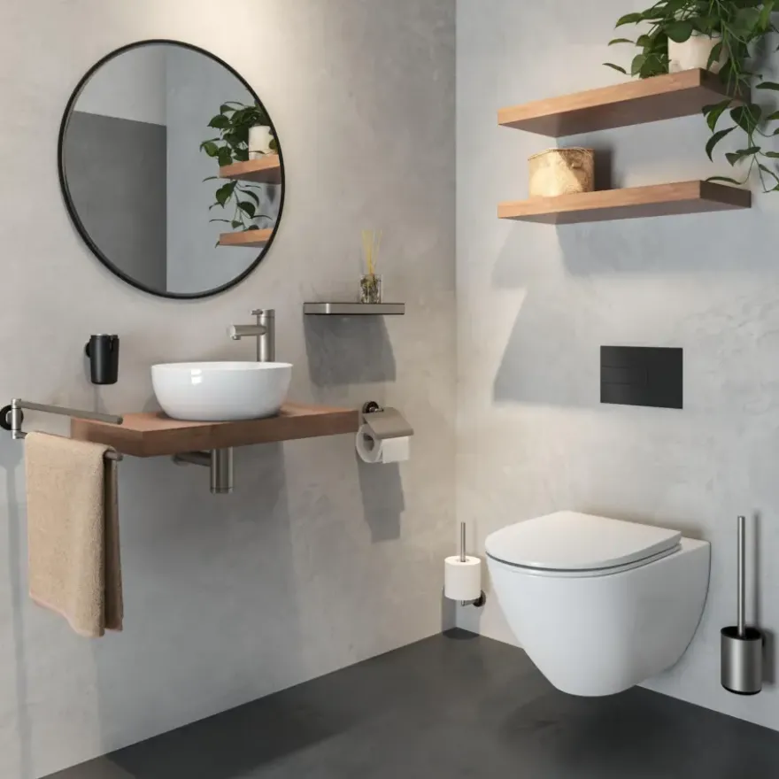 Tiger toiletrolhouder Cooper met klep RVS geborsteld / Zwart