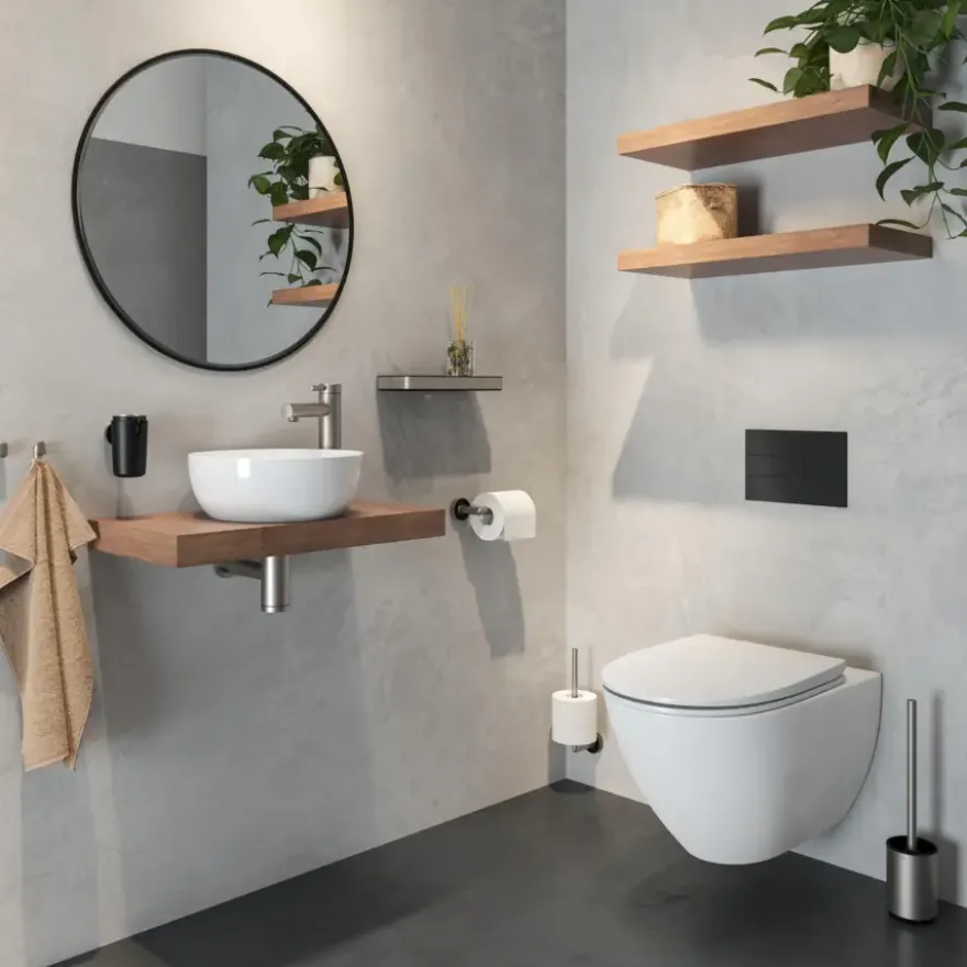Tiger toiletrolhouder Cooper zonder klep met L-vorm RVS geborsteld / Zwart