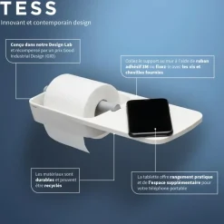 Tiger Toiletrolhouder TESS met planchet wit/lichtgrijs