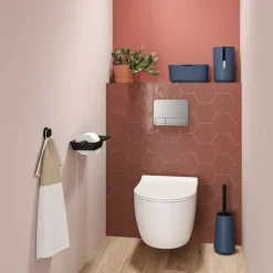 Tiger Toiletrolhouder TESS met planchet zwart/antraciet
