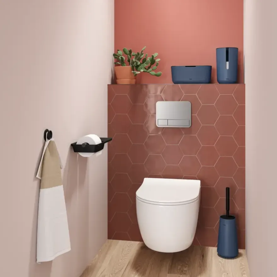 Tiger Toiletrolhouder TESS met planchet zwart/antraciet